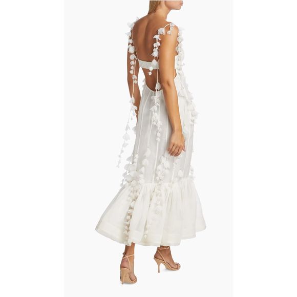 Zimmermann Petal Appliqué Linen-Silk Corset Gown Size AU 2 (US 8) $1950 - Picture 3 of 14